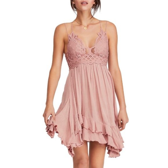 Free People Dresses & Skirts - NWT Free People Adella Mini Slip Dress Flowy Mini Dress Crochet Dress Medium